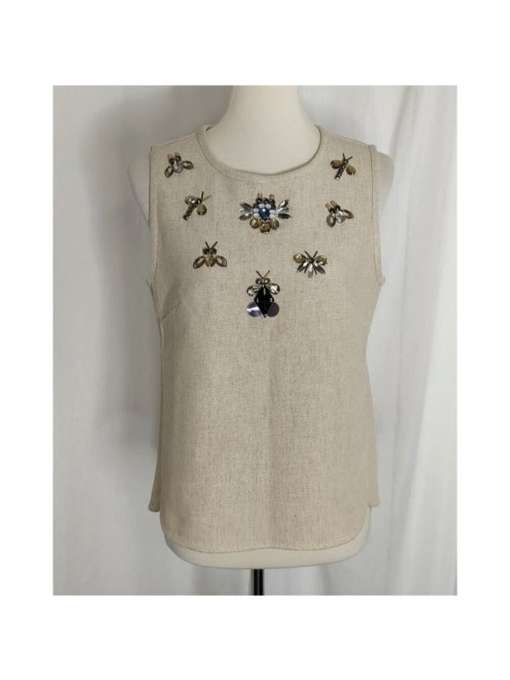 Banana Republic Embellished Linen & Cotton Structured Shell Top S - Picture 3 of 13